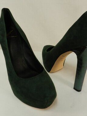 Brian Atwood Suede Savita Green Patent Leather platform heels Green NEW Size 8.5
